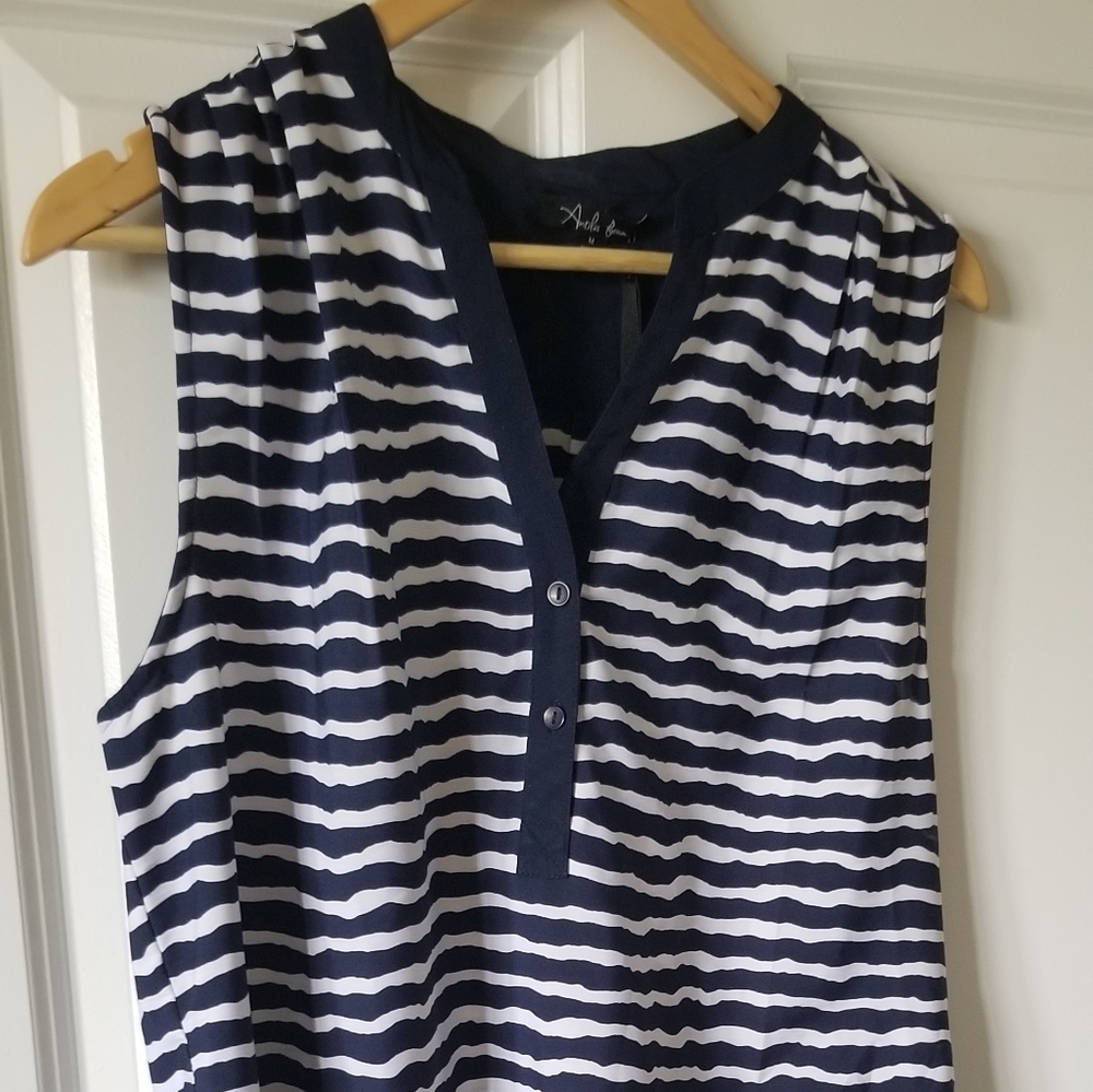 Sleeveless blue and white strip top